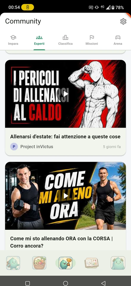 Scheda Esperti di NUTRIMI con i video più recenti dei canali di divulgazione nutrizionale