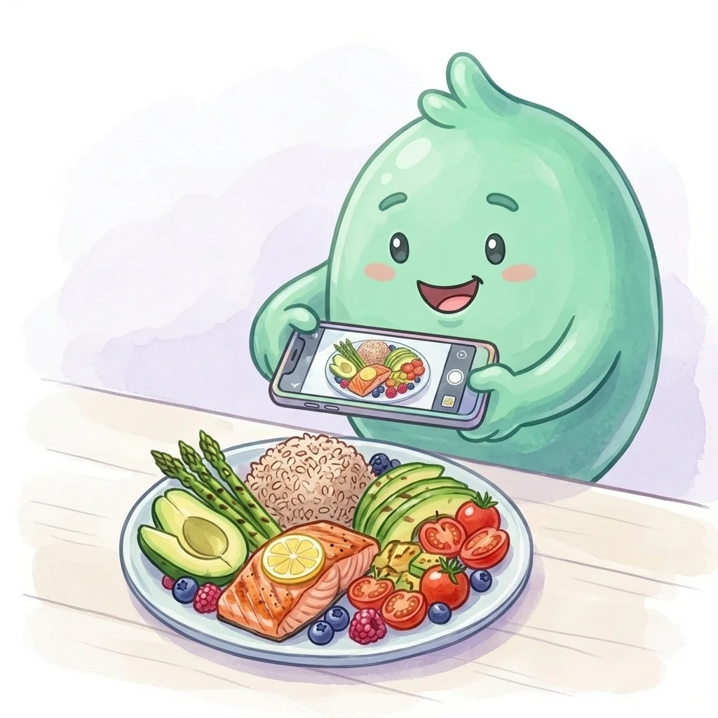 BITE fotografa un piatto con NUTRIMI