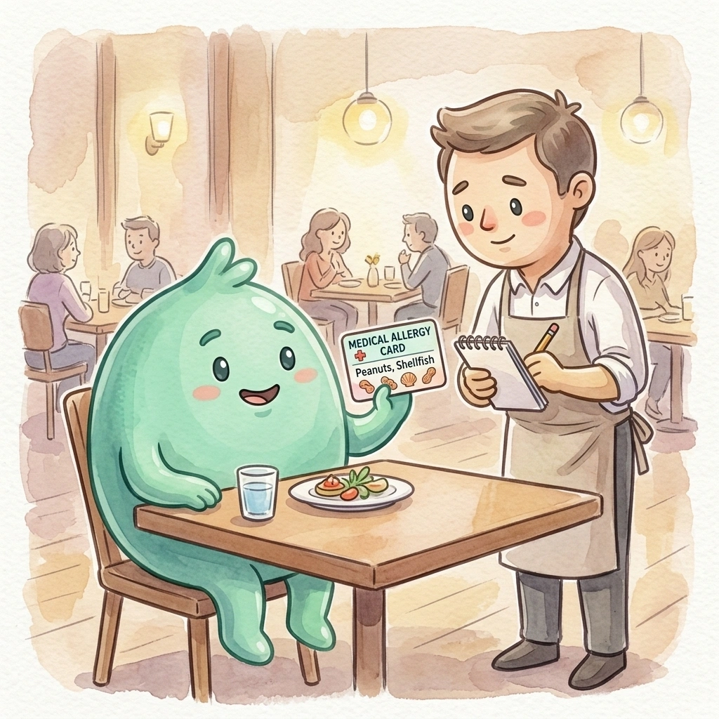 BITE mostra una scheda di allergie al ristorante
